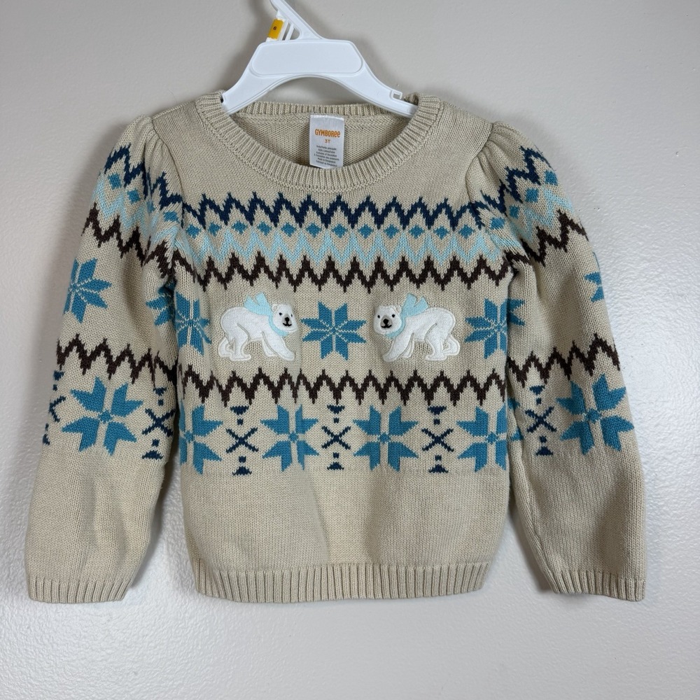 Gymboree Nordic Adventure Sweater Girl's Size 3t Polar Bear Fair Isle